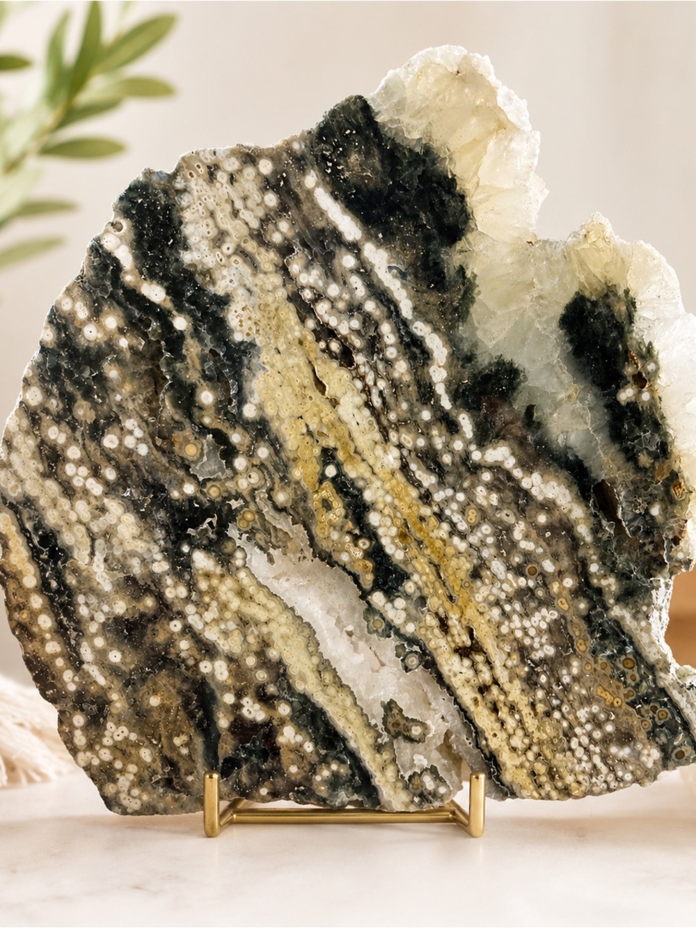 Ocean Jasper Quartz Druzy Slab 2lb 11.5oz Crystal Display Decor